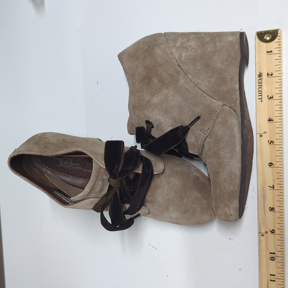 Born Crown suede wedge with velvet ribbon tie shoes